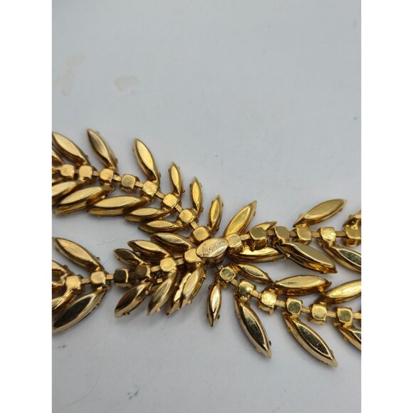 Vintage Lugano Gold Aurora Borealis Rhinestone Necklace Statement Necklace - Picture 7 of 7